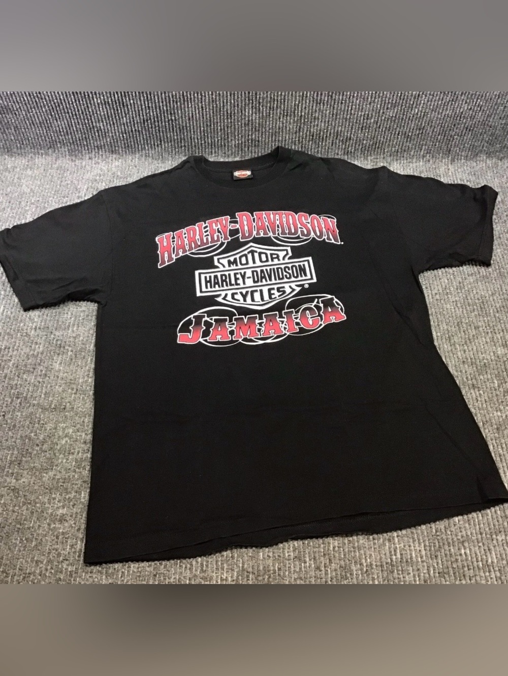 Vintage Harley Davidson Jamaica Double Sided Black Biker Tee Shirt Size Large